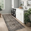 Acekool 10x13 Washable Area Rug, Non Slip Boho Vintage Floral Low Pile Large Carpet for Living Room Bedroom Office, Black Brown - 3 of 4