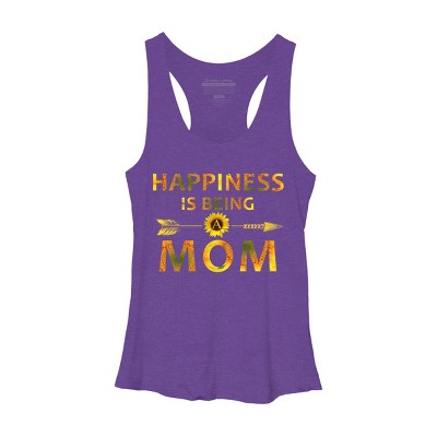 Women's Design By Humans Happiness is Being a Mom Sunflower Arrow By shirtpublic Racerback Tank Top