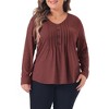 Agnes Orinda Women's Plus Size Long Sleeve Pleated Front Dressy Casual V Neck Blouses - 2 of 4