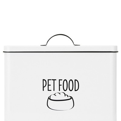 White Metal Airtight Farmhouse Pet Food Bin