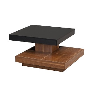 NicBex Modern 27.5" Square Coffee Table 2 Tier Center Table with Rotating Design and 3 Detachable Tray for Living Room - 1 of 4