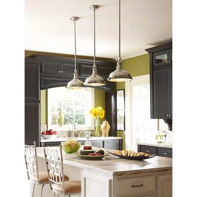 Mini Brushed Nickel LED Pendant Light with Glass Shade