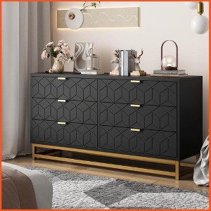 Dresser for Bedroom, 53.5" Large Dresser Organizer, 6 Drawer with Golden Metal Handle and Legs - 1 of 4