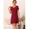 cheibear Women's Ruffle Round Neck Short Sleeve Loungewear Nightshirts - 2 of 4