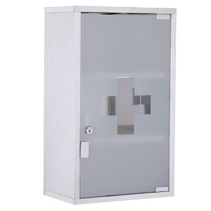 12" x 20" Lockable Medicine Cabinet, 3 Tier Stainless Steel Medical Wall Box with 2 Keys and Shelves for Bathroom - 1 of 4