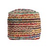 HomeRoots 18" Natural and Rainbow Braided Jute And Polyester Striped Pouf Ottoman - 4 of 4