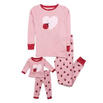 Leveret Girls and Doll Cotton Pajamas Ladybug w/Heart 6 Year