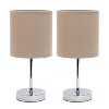 11.81" Traditional Petite Metal Stick Bedside Table Desk Lamp in Chrome with Fabric Shade - Creekwood Home - 2 of 4