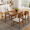Set of 4 Mid-Century Modern Dining Chairs with Linen Upholstery and Rubber Wood Frame for Kitchen or Dining Room-Koiai - 3 of 4