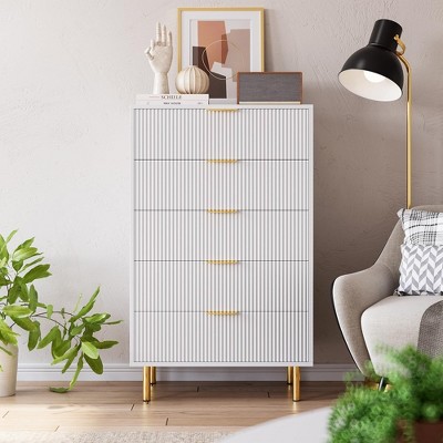 White 5 Drawer Dresser for Bedroom