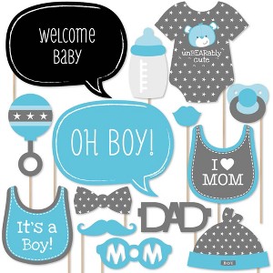 Big Dot of Happiness Baby Boy - Baby Shower Photo Booth Props Kit - 20 Count - 1 of 4