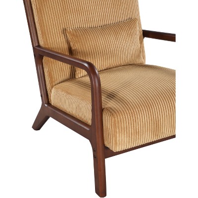 Vynxaria Nordhavn Lounge Chair ¨C Scandinavian-Inspired Wooden Armchair with Corduroy Upholstery