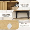 Fluted TV Stand for 75 inch TV, Natural Entertainment Center with 2 Sliding Fluted Doors and Metal Support Leg, Boho Wooden Media TV - 4 of 4