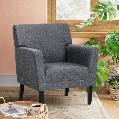 Modern Accent Chair for Living Room, Upholstered Fabric Armchair with Backrest and Arms, Single Sofa Chair for Bedroom or Office, Green