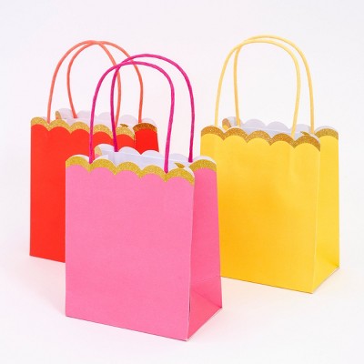 Multicolor Glitter Edge Paper Party Gift Bags