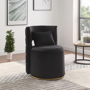 Sapphtopaz Velvet Swivel Accent Chair with Button Tufted Backrest Upholstered Barrel Chairs with Storage Curved Chairs for Living Room, Bedroom - 1 of 4