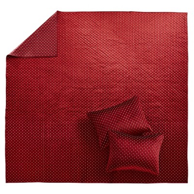 King Red Velvet Reversible Quilt Set with Shams