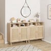 Sideboard Buffet Storage Cabinet, Rattan Kitchen Cabinet with 2 Doors/Shelf - 3 of 4