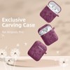 BONGEEK for AirPod Case 2nd 1st Generation Case Cover, Flower Engraved Full Protective Case Soft Silicone Pattern LED Visible,Purplish Red - 2 of 4