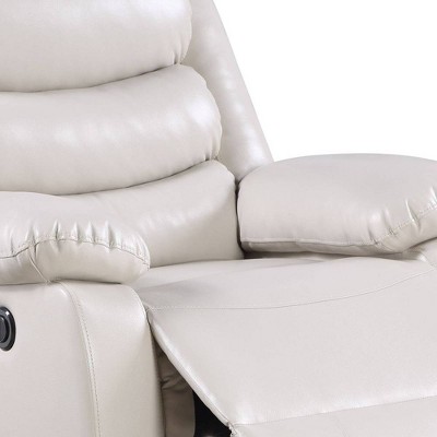 Eilbra Beige Faux Leather Power Recliner with Pillow Top Armrests