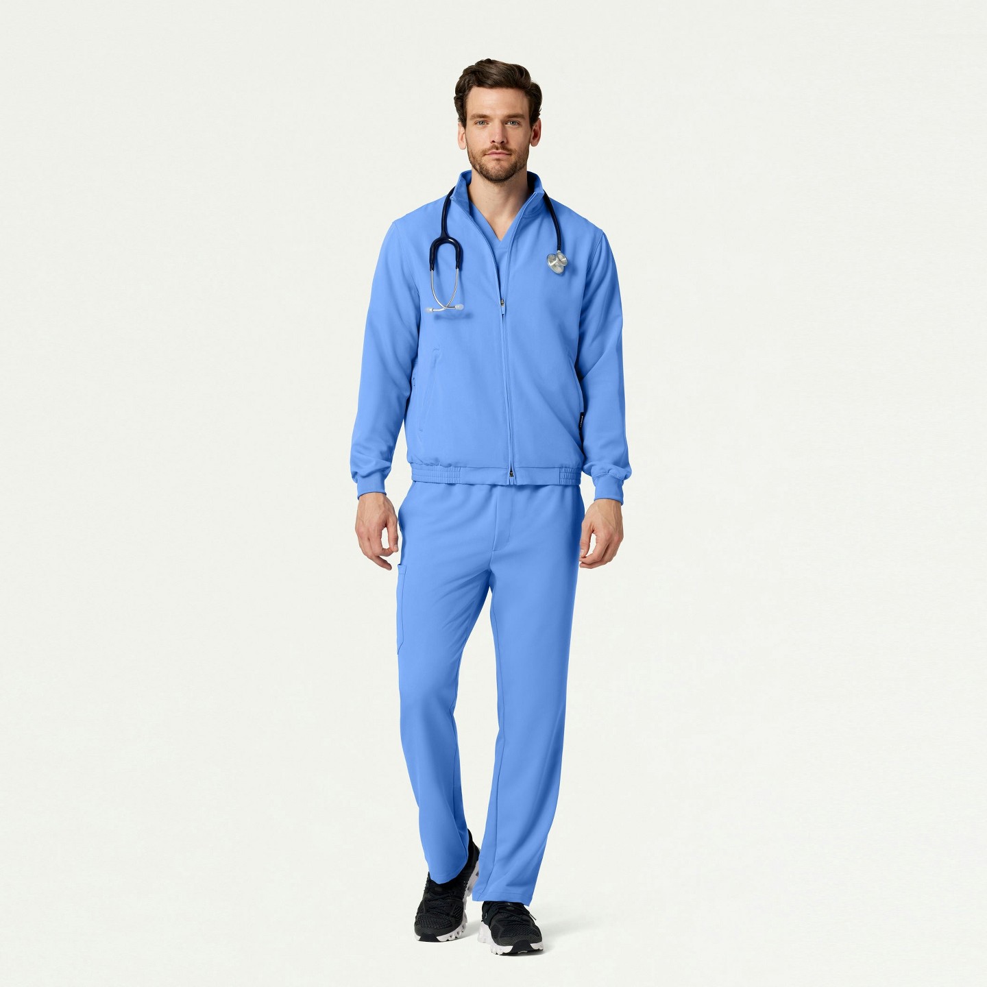 Мужская куртка Jaanuu Wolfe Everyday 6-Pocket Scrub Jacket UltraLAST Fabric - Ceil Blue, цвет: Синий — фото 2