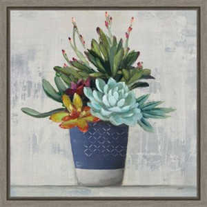 Amanti Art Succulent Still Life I Navy by Julia Purinton Canvas Wall Art Print Framed 16 x 16-in. - 1 of 4