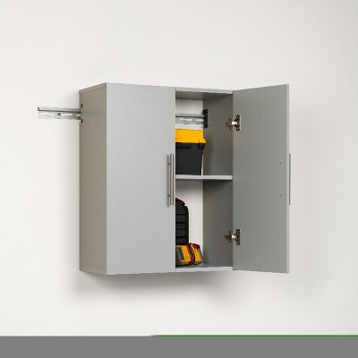 Light Gray Wall-Mounted Office Cabinet with Adjustable Shelving