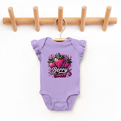 The Juniper Shop Berry Sweet Strawberry Baby Flutter Sleeve Bodysuit