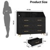 Homhougo Modern 6-Drawer Dresser with LED Lights & Charging Station - Triangle Pattern, Gold Legs Black - 2 of 4