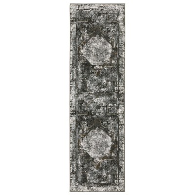 Oriental Weavers Gemini 090O2 Charcoal/ Grey Indoor Area Rug - 2'3" x 7'6"