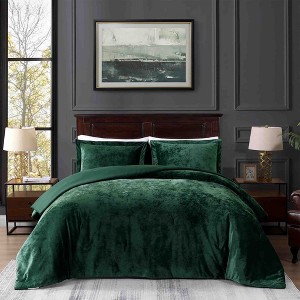 BAGOKIE 3 Pieces Crushed Velvet Bed in a Bag Comforter Set for All Season, - 1 of 4