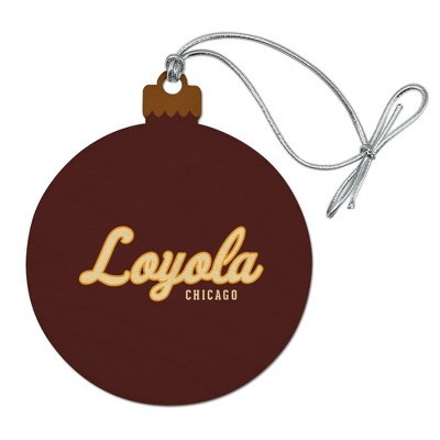 Loyola University Chicago Secondary Wood Christmas Tree Holiday Ornament