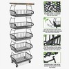 DOMETOUR Fruit Basket Rack for Kitchen Vegetable Organizer and Storage, Stackable Metal Wire Basket Stand Cart with Wheels - 3 of 4