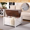 Farmhouse Coffee Table, Square Wood Center Table with Large Hidden Storage Compartment,White - 4 of 4