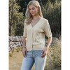INSPIRE CHIC Women's V Neck Wave Decor Short Sleeve Button Down Crochet Causal Cardigan - 4 of 4