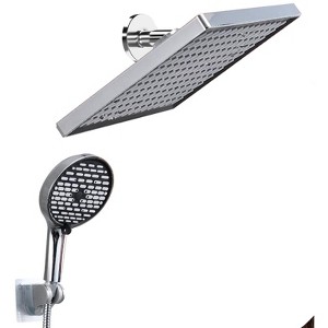 Itopfox Adjustable Dual Shower Heads with 6 Modes Handheld Spray Combo - Wide Rainfall Showerhead with Hose, Bathroom Accessories - Chrome - 1 of 4