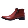 Santimon Men's Ankle Genuine Leather Dress Fashion Zipper Pointed Toe Casual Boots Black - 2 of 4
