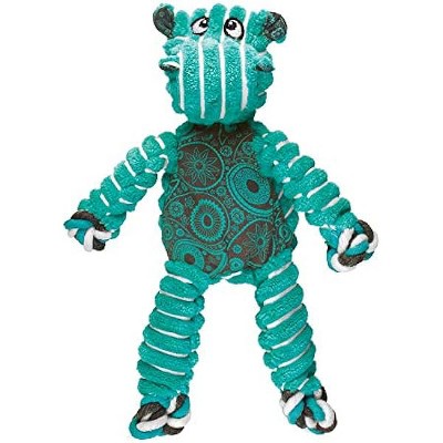 KONG Floppy Knots - Durable No‑Stuffing Squeaky Rope & Plush Dog Toy - for Teething, Playing (Hippo, Small/Medium)