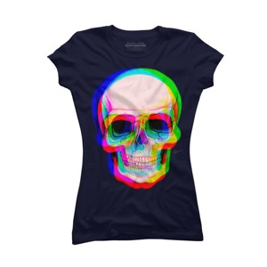 Junior's Design By Humans 3D Skull By AdrianFilmore T-Shirt - 1 of 3