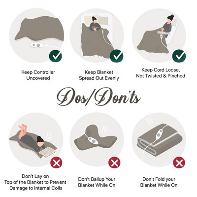 Full Gray Plush to Berber Electric Heated Blanket