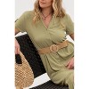 August Sky Women's Spread Collar Front Button Up Belted Midi Shirtdress - 4 of 4