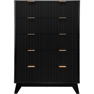 Acekool Tall 5 Drawer Dresser, Modern Fluted Chest of Drawers, Vertical Storage Cabinet for Bedroom, Living Room, Kids Room, Closet - 1 of 4