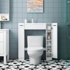 LunaLulinlk Freestanding Toilet Cabinet with Adjustable Shelves and Paper Rack with Sliding Door White - 3 of 4