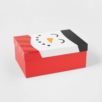 Winter Whimsy Snowman Shoe Gift Box Red/Black - Wondershop™
