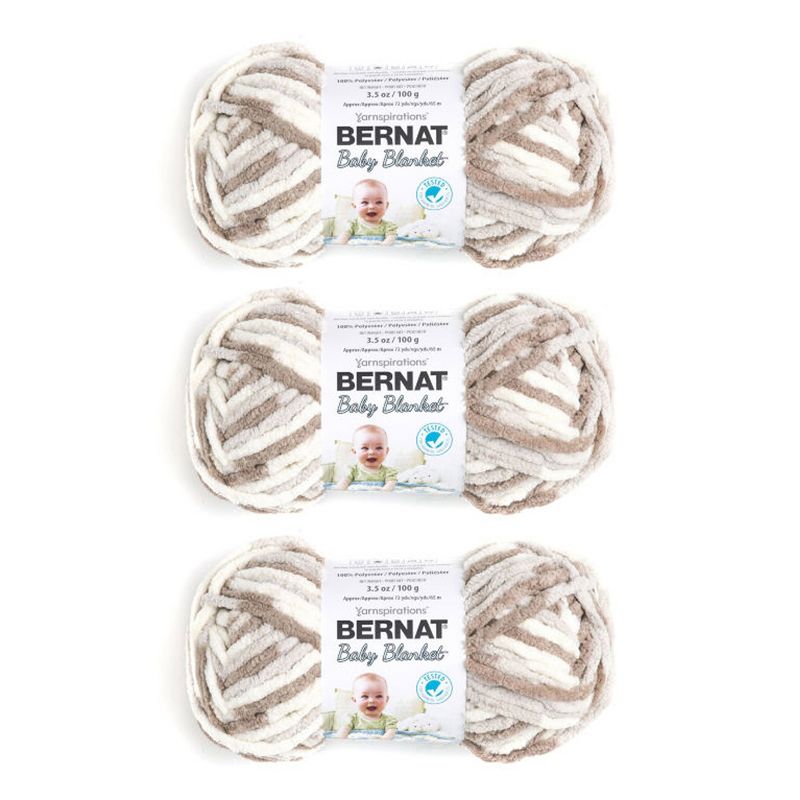 Bernat Baby Blanket Little Sand Castles Yarn - 3 Pack of 100g/3.5oz - Polyester - 6 Super Bulky - 72 Yards - Knitting/Crochet, 1 of 4