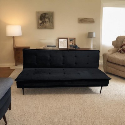 SKRAN 76'' Upholstered Sofa with Metal Frame for small space Living Room, Bedroom Office, black