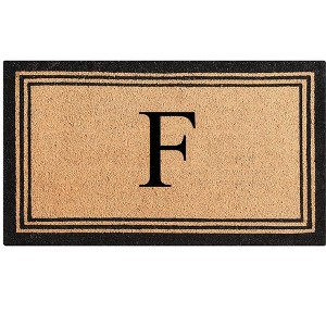 A1HC Natural Coir and PVC Backing Classic Border Monogrammed Door Mat, Anti-Shed Entry Doormat - 1 of 4