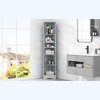 ORRD Corner Bathroom Cabinet - 2-Door Tall Storage with Adjustable Shelves & Open Shelf, Grey - 3 of 4