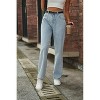 Womens Denim Pants Casual Butterfly Print Mid Rise Straight Leg Denim Jeans - 4 of 4