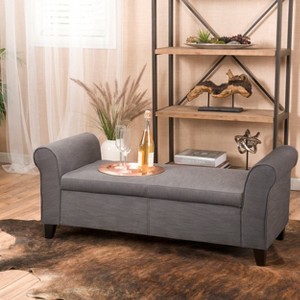 Modern Upholstered Hayes Armed Storage Bench with PU Leather for bedroom living room-Christopher Knight Home - 1 of 4